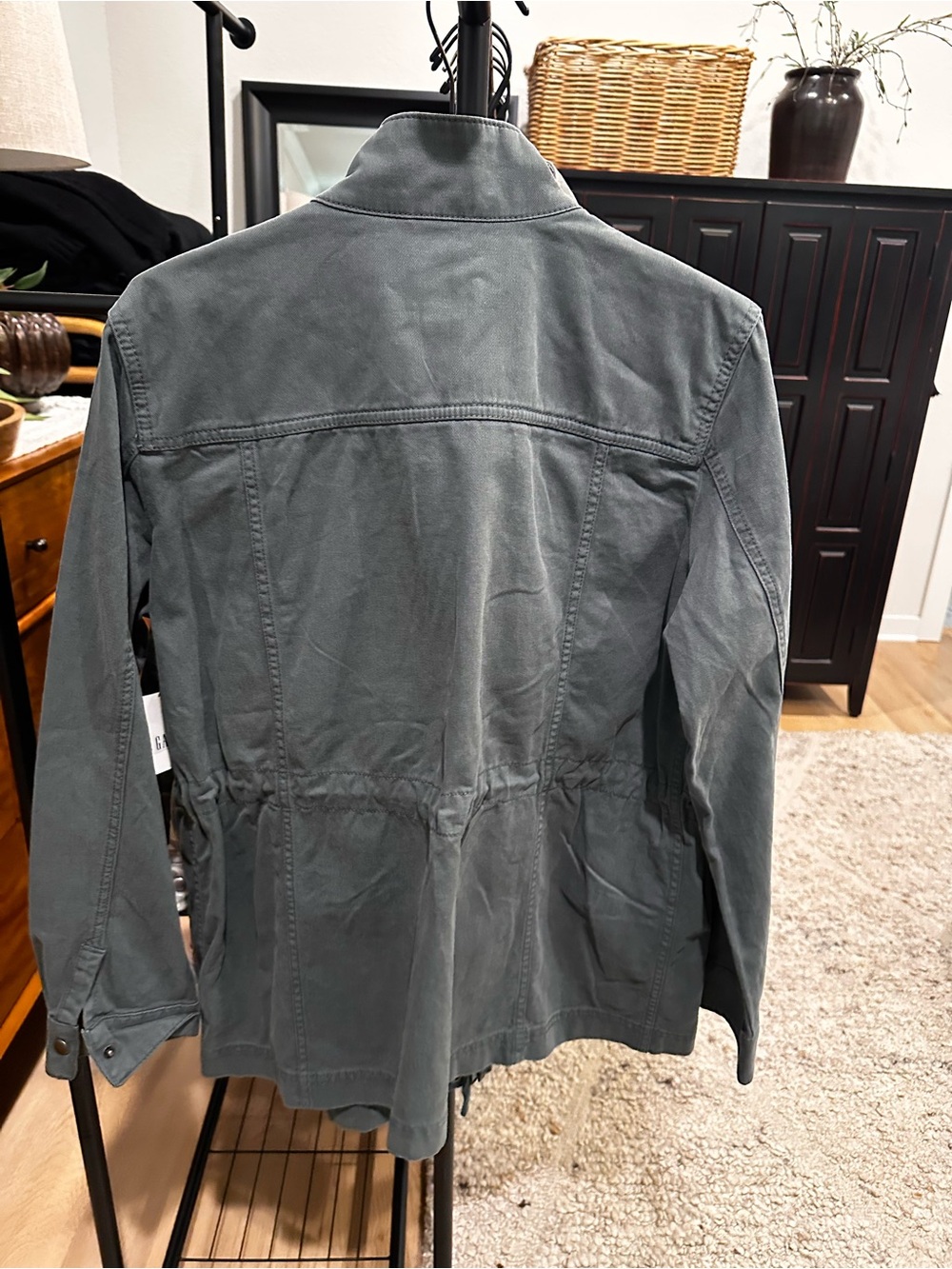 GAP Olive Green Utility Jacket with Stand Collar - Picture 4 of 4